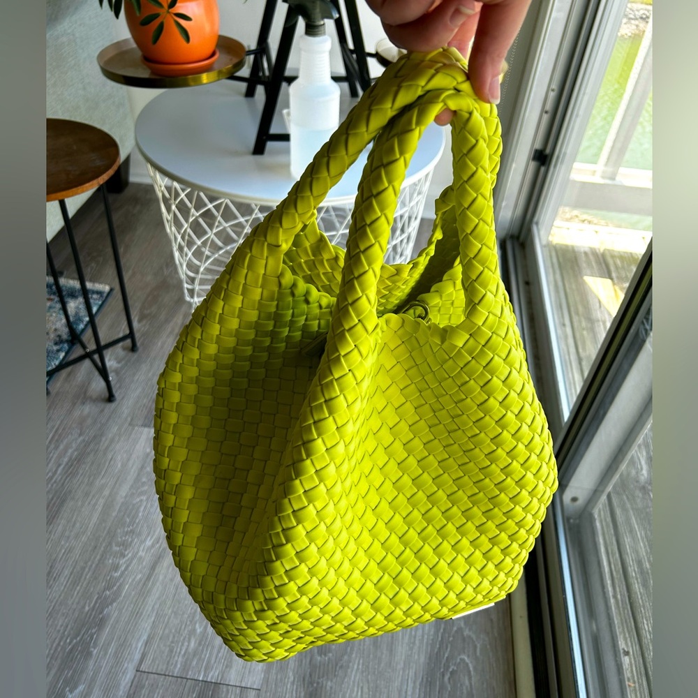 Steve Madden Neon Green Woven Tote